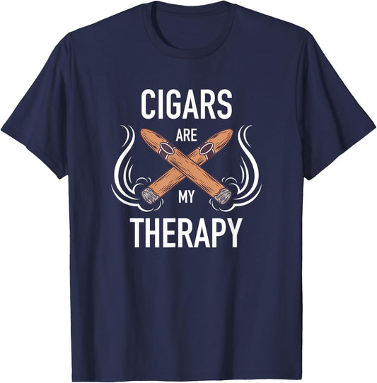 Funny Cigar Smoker Cigars are my Therapy Gift Shirt T-Shirt - T-Shirt | Navy
