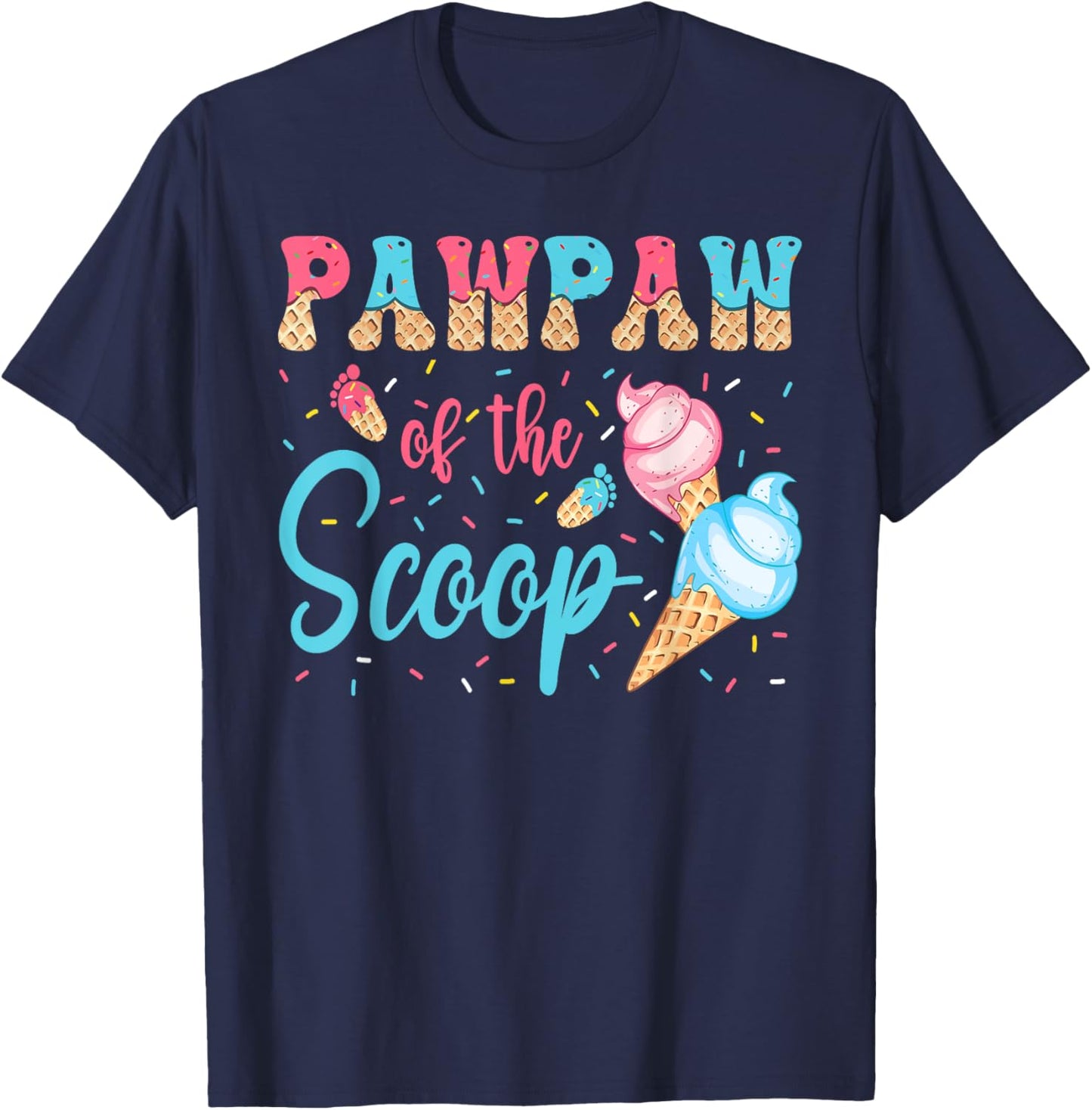 Pawpaw Of The Scoop Ice Cream Gender Reveal Baby Shower T-Shirt - T-Shirt | Navy