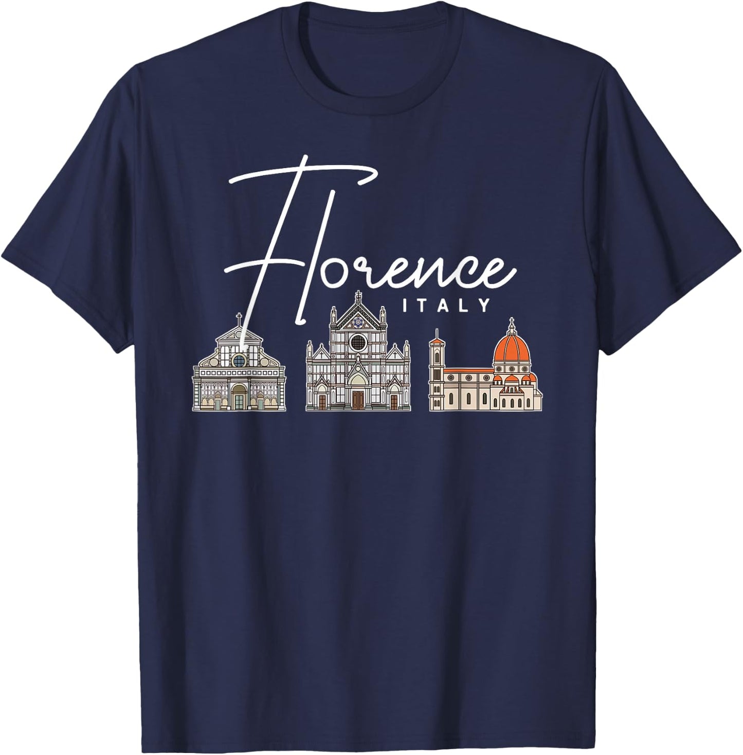 Florence Italy City Skyline Map Travel T-Shirt - T-Shirt | Navy