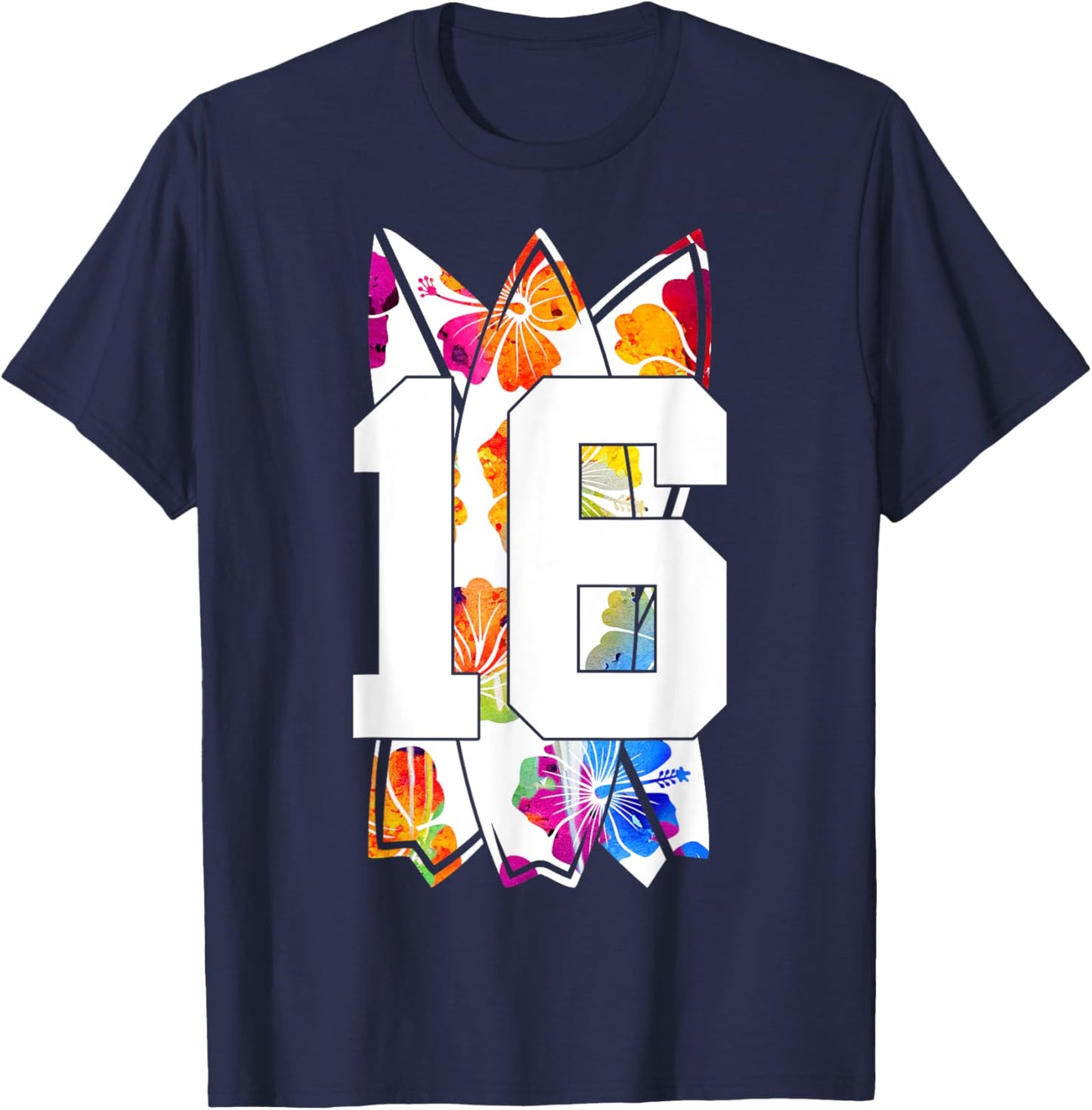 Surfer Surfboard Number 16 Surfing 16th Birthday T-Shirt - T-Shirt | Navy