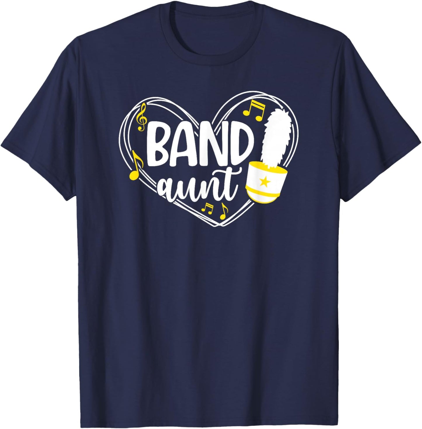 Band Aunt Heart Marching Band Aunt T-Shirt - T-Shirt | Navy