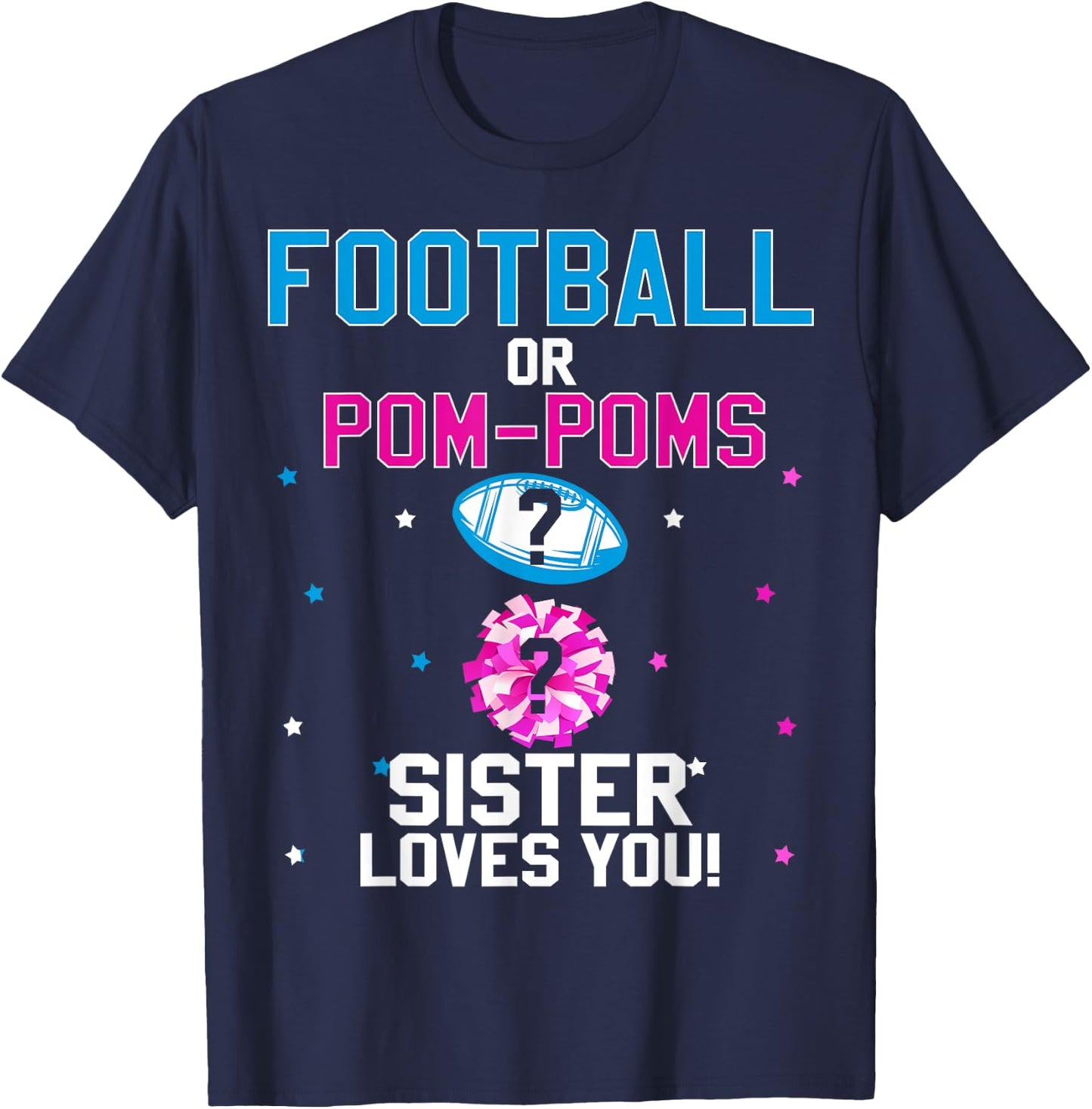Football or Pom Poms Cheerleader Sister Loves You Baby T-Shirt - T-Shirt | Navy