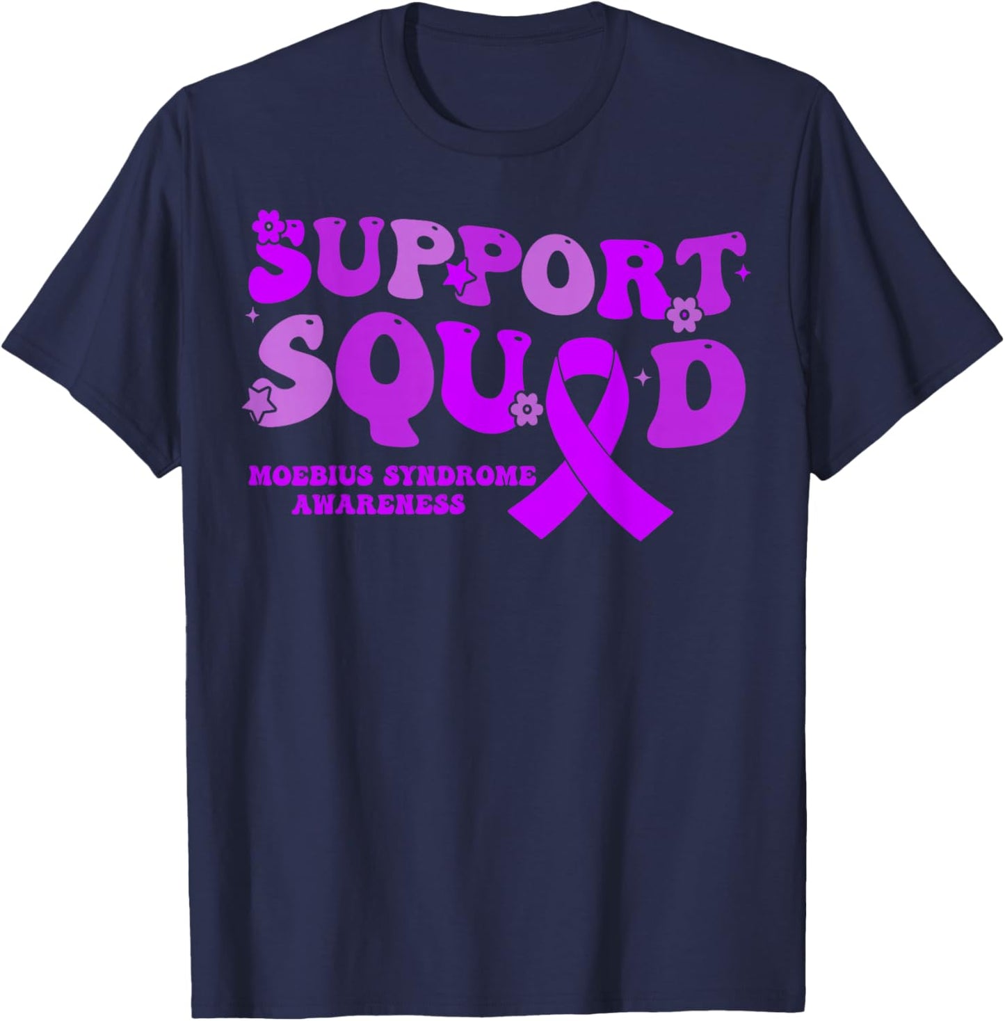 Support Squad Purple Ribbon Moebius Syndrome Awareness T-Shirt - T-Shirt | Navy