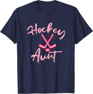 Ice Hockey Aunt Cute Mothers Day Aunty Auntie Women Nephew T-Shirt - T-Shirt | Navy