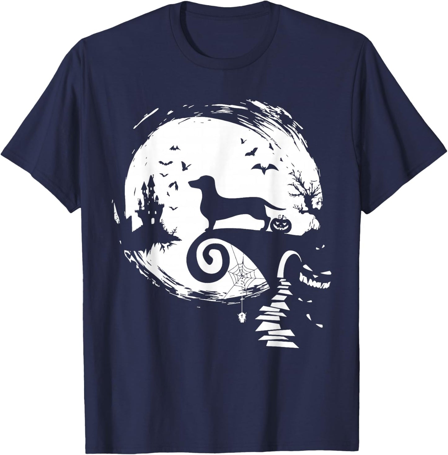 Dachshund Dog And Moon Halloween Costume Dog Lover Funny T-Shirt - T-Shirt | Navy
