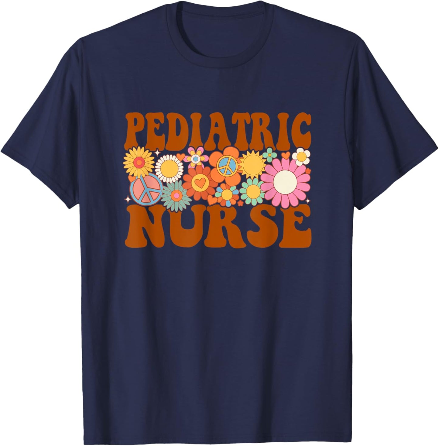 Pediatric Nurse Future Nurse Nurse Life Nursing Retro Groovy T-Shirt - T-Shirt | Navy