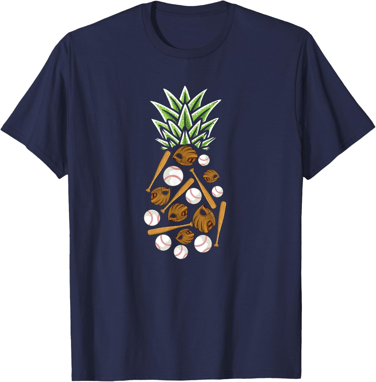 Pineapple Aloha Beaches Hawaii Baseball Gift - Catcher Men Women Kids T-Shirt - T-Shirt | Navy