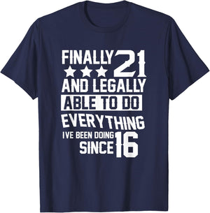 21 Years Old - 21st Birthday T-Shirt - T-Shirt | Navy