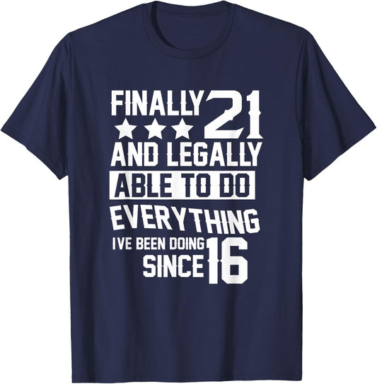 21 Years Old - 21st Birthday T-Shirt - T-Shirt | Navy