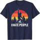 Big Foot I Hate People Middle Finger Sasquatch Retro Funny T-Shirt - T-Shirt | Navy