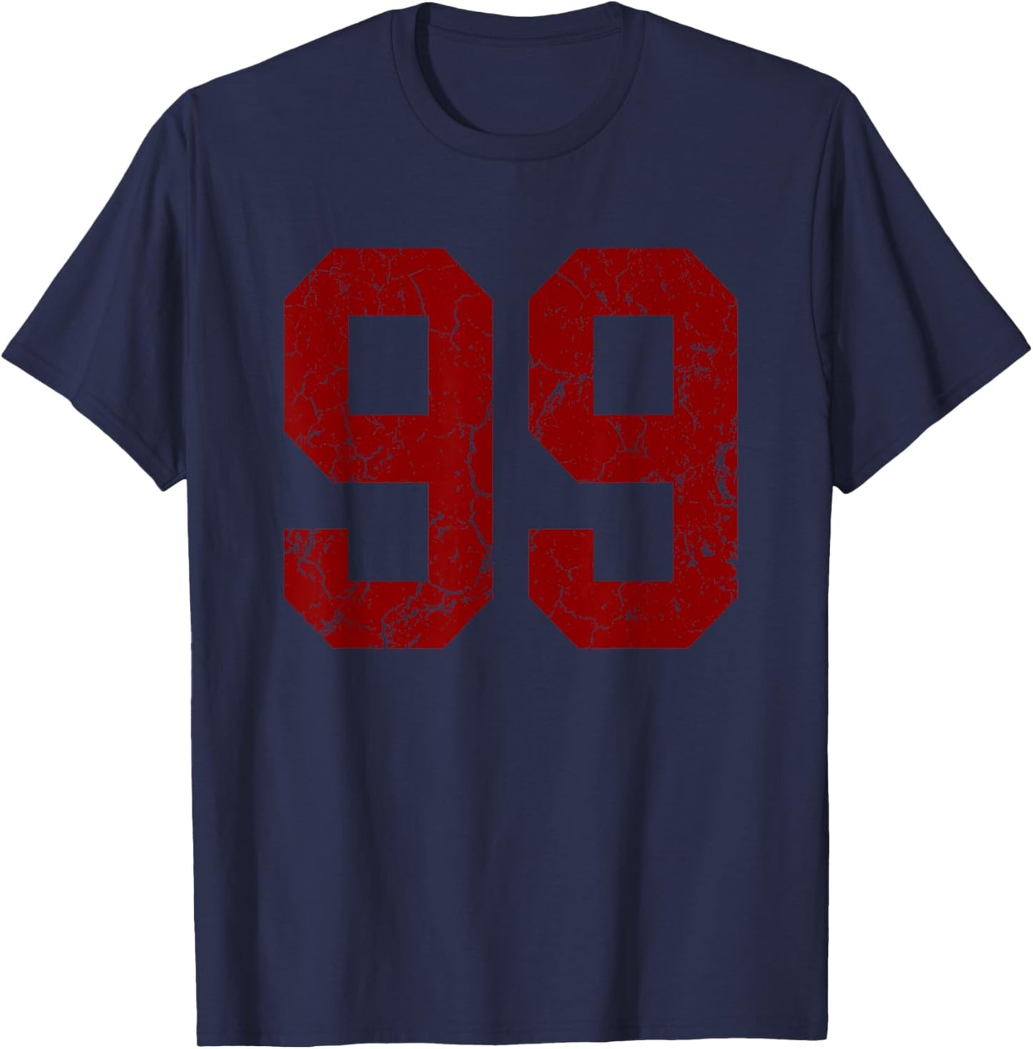 Distressed Maroon Number 99 Jersey Player Uniform #99 T-Shirt - T-Shirt | Navy