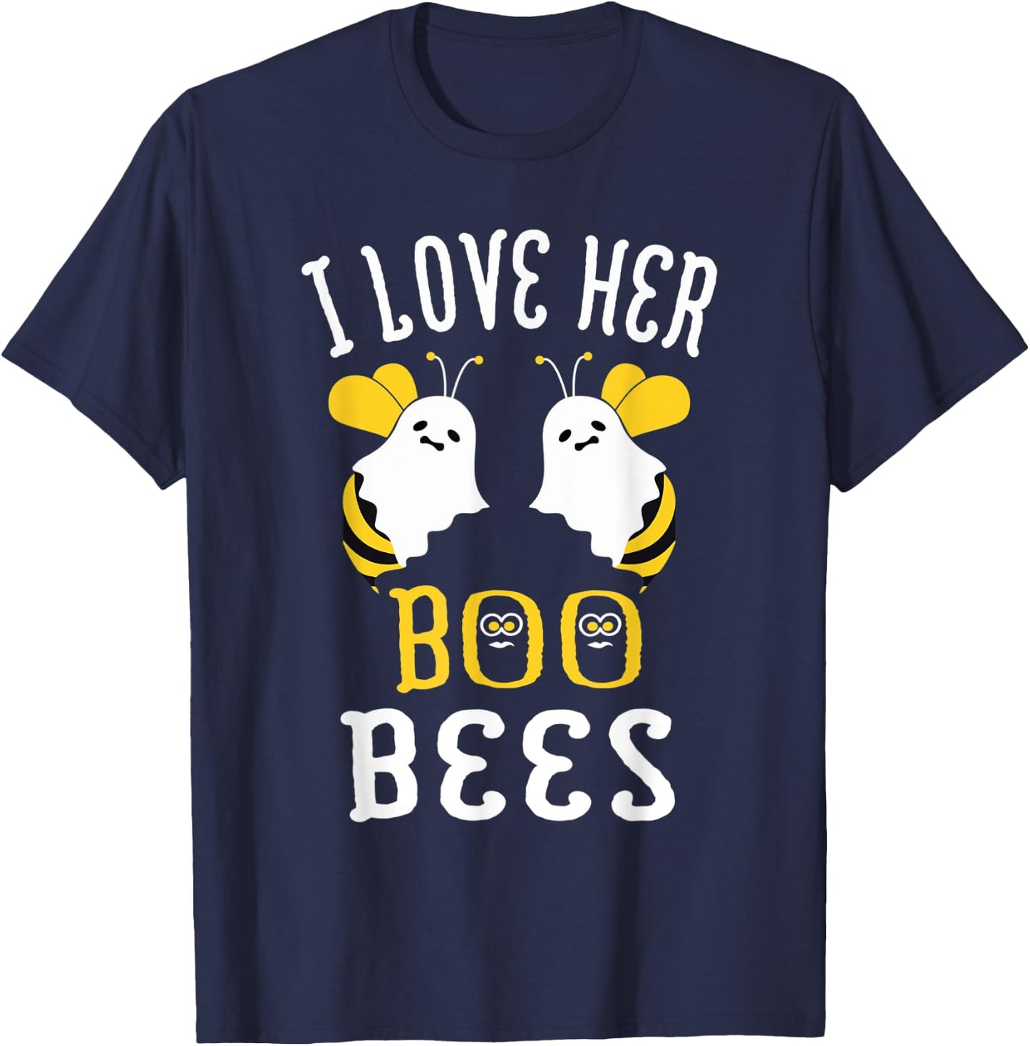 Boo Bees Halloween Couple I Love Her Matching Costume T-Shirt - T-Shirt | Navy