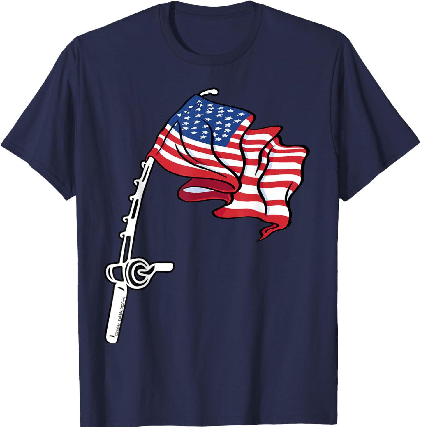 Patriotic Fishing USA Flag Fisherman 4th of July T-Shirt - T-Shirt | Navy