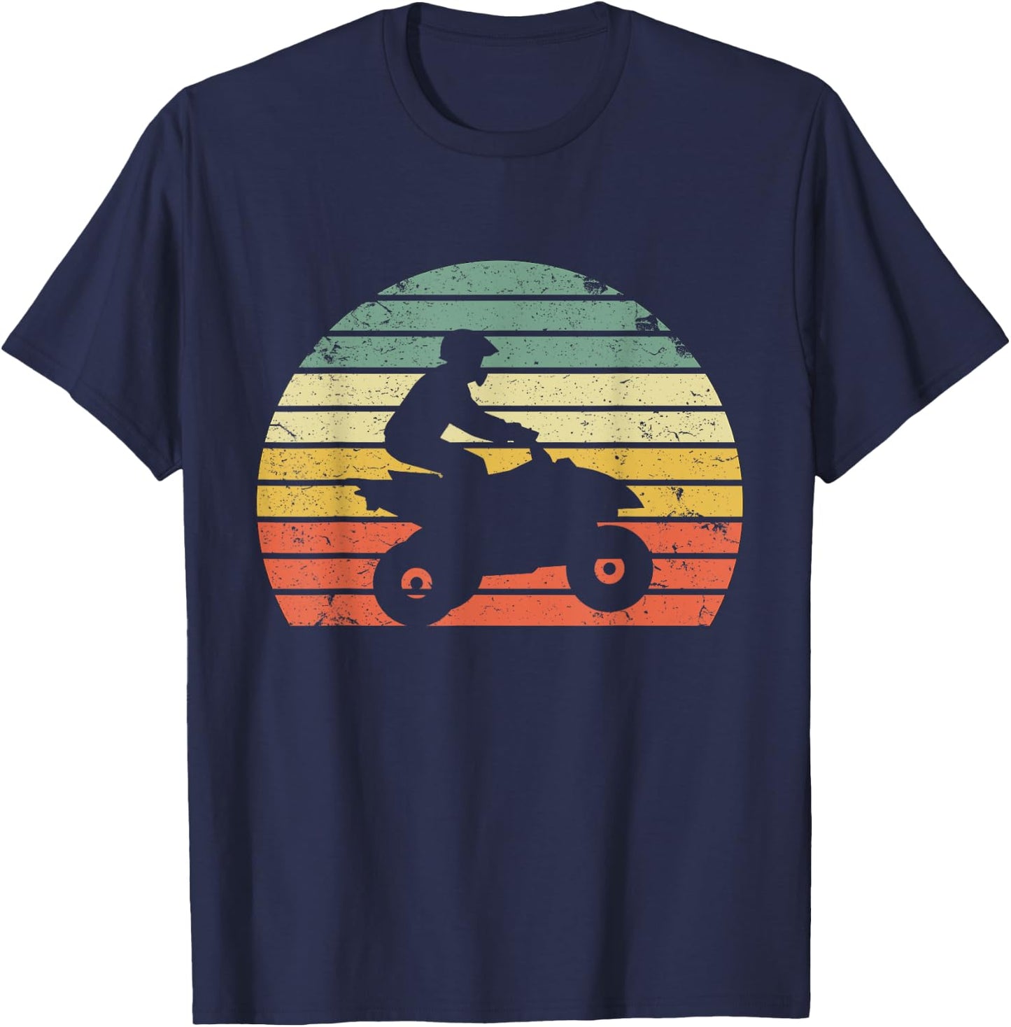 Vintage ATV 4 Wheeler Shirt Silhouette Retro Quad T-Shirt - T-Shirt | Navy