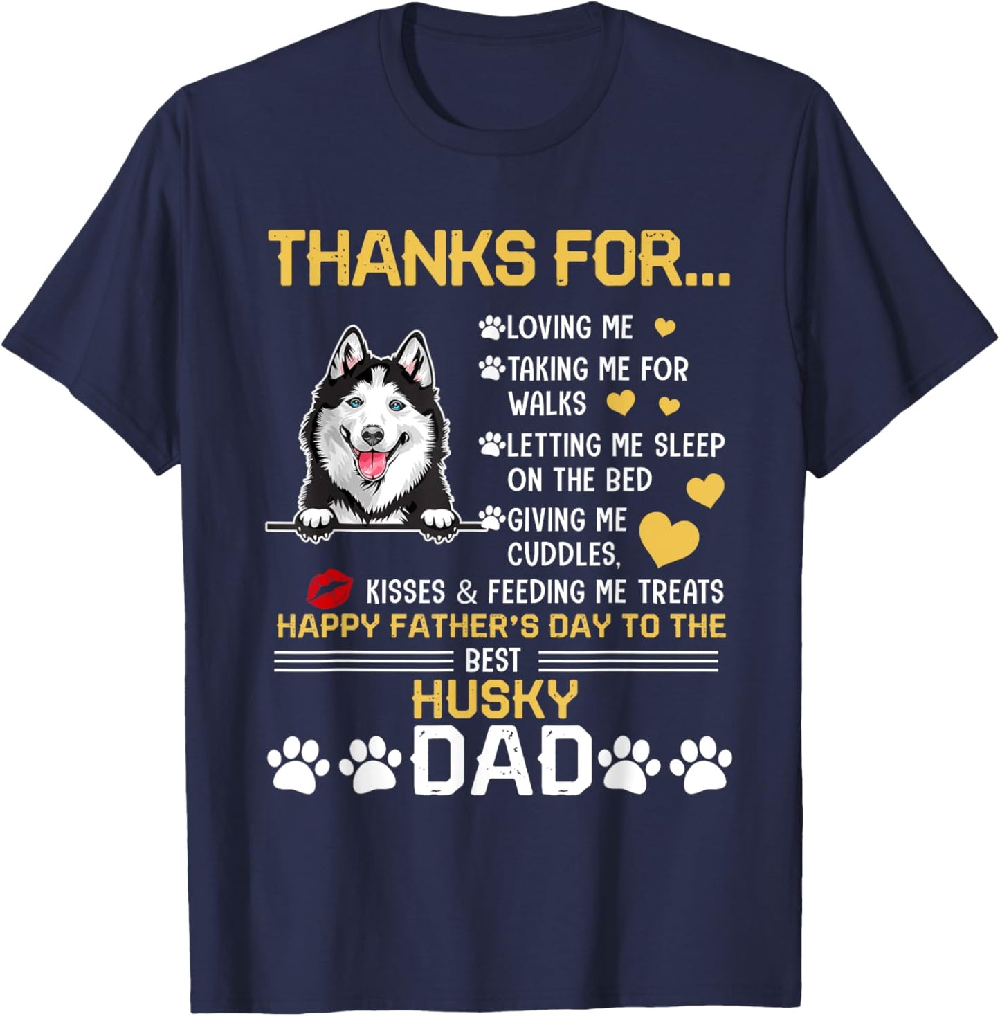 Best Husky Dog Dad Lover Happy Father's Day Women T-Shirt - T-Shirt | Navy