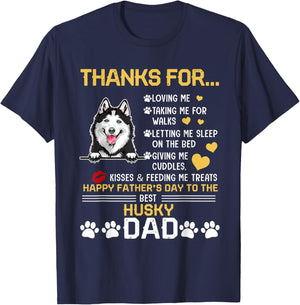 Best Husky Dog Dad Lover Happy Father's Day Women T-Shirt - T-Shirt | Navy