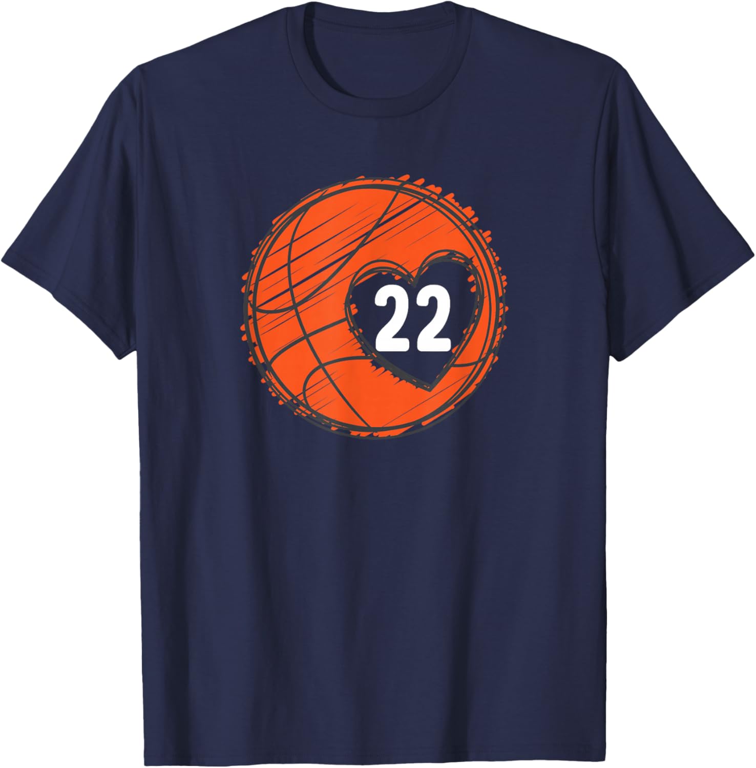#22 Number 22 - Basketball Graphic Saying Ball Bball Cute T-Shirt - T-Shirt | Navy