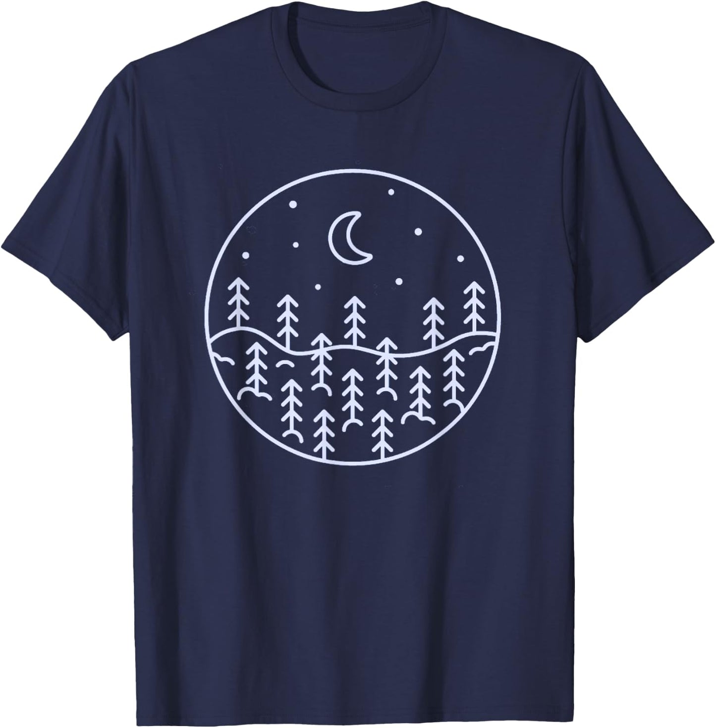 Minimal Forest Nature Outdoor Camping Hiking Camper T-Shirt - T-Shirt | Navy