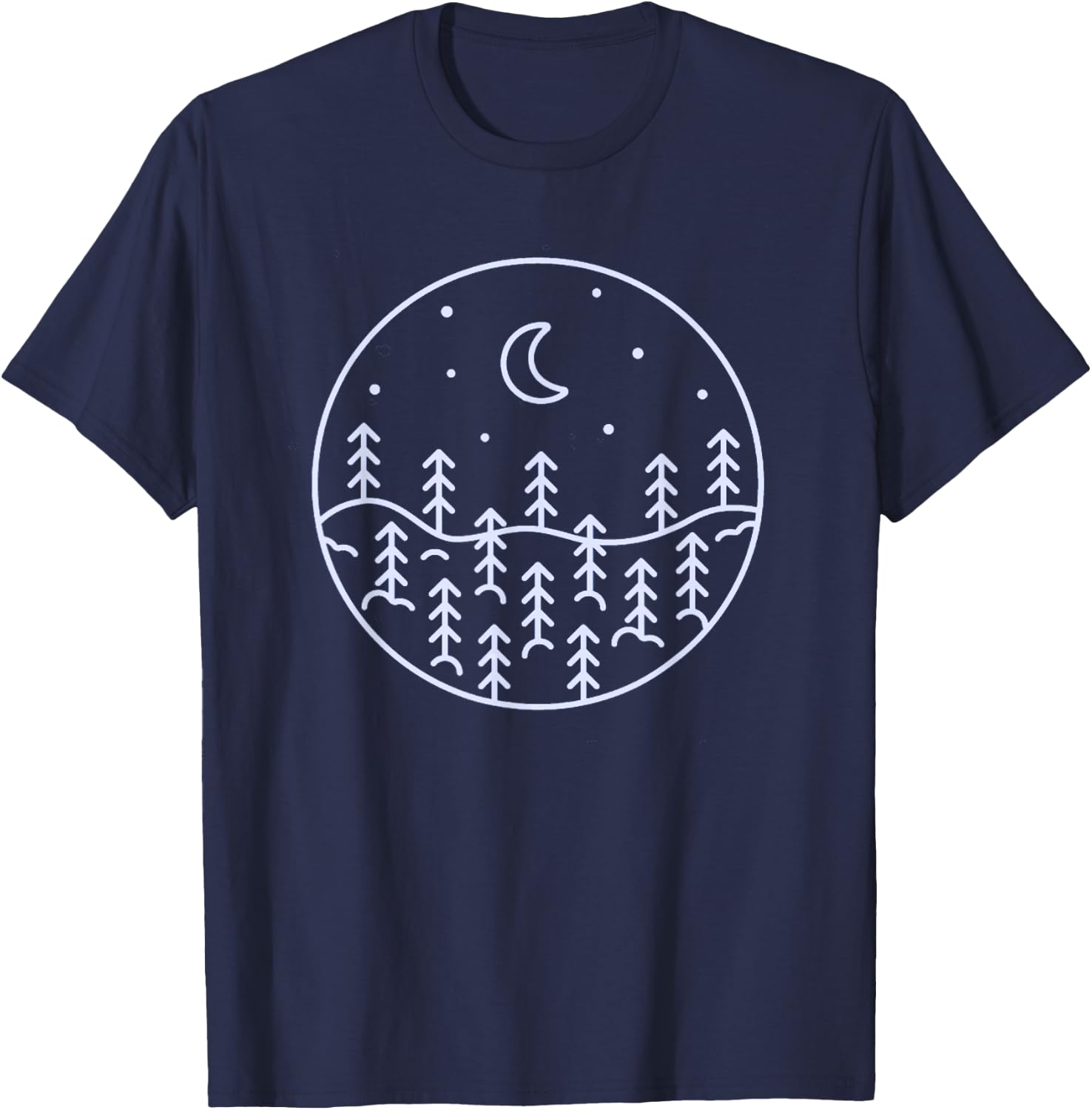 Minimal Forest Nature Outdoor Camping Hiking Camper T-Shirt - T-Shirt | Navy
