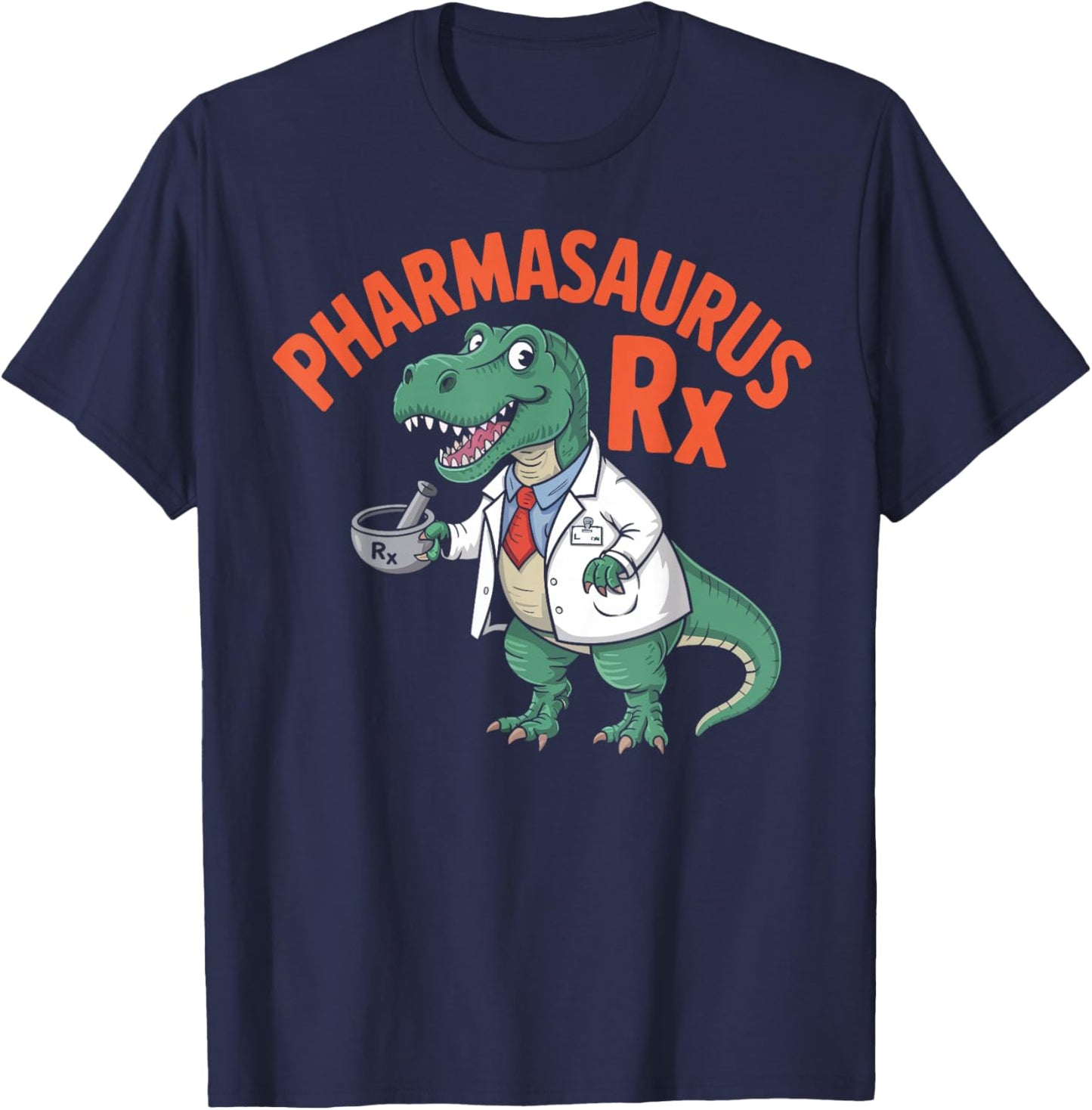 Funny Pharmasaurus Rx Dinosaur Pharmacy Technician Gifts T-Shirt - T-Shirt | Navy