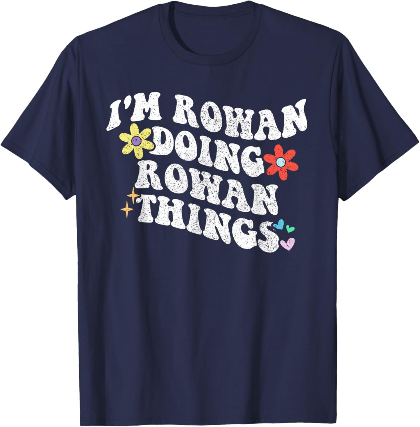 Retro Groovy Im ROWAN Doing ROWAN Things Funny Mother's Day T-Shirt - T-Shirt | Navy