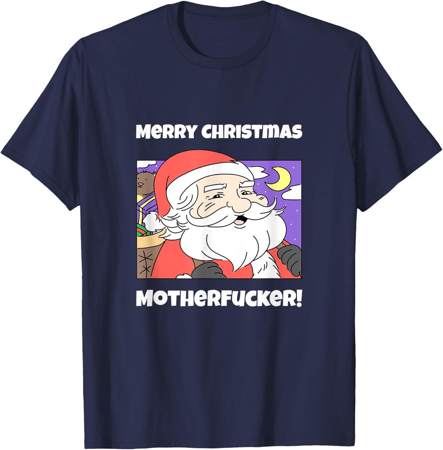 Merry Christmas Motherfucker Funny Santa Claus T-Shirt - T-Shirt | Navy
