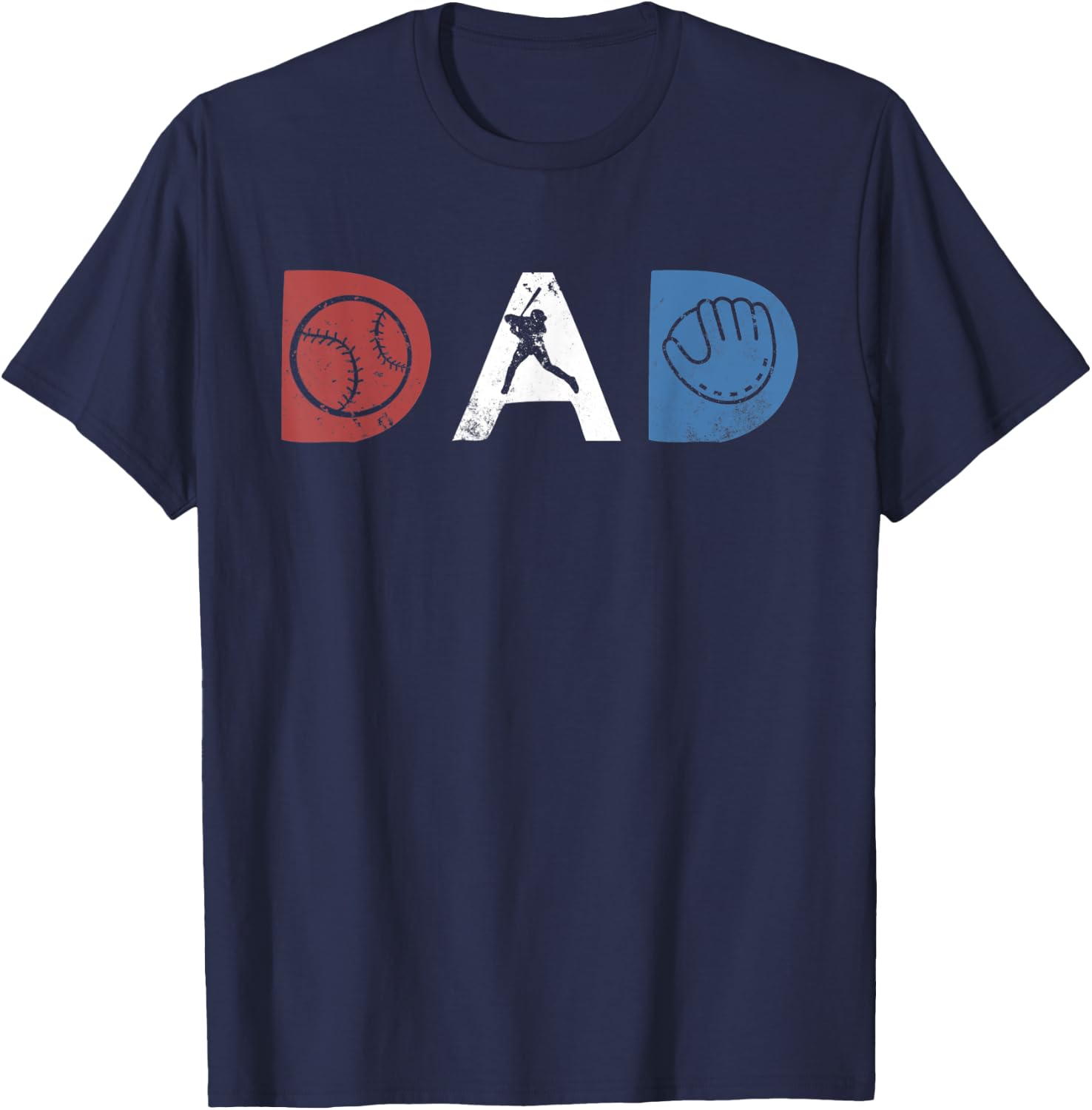 Baseball Dad Softball Vintage Retro Style Red White Blue T-Shirt - T-Shirt | Navy