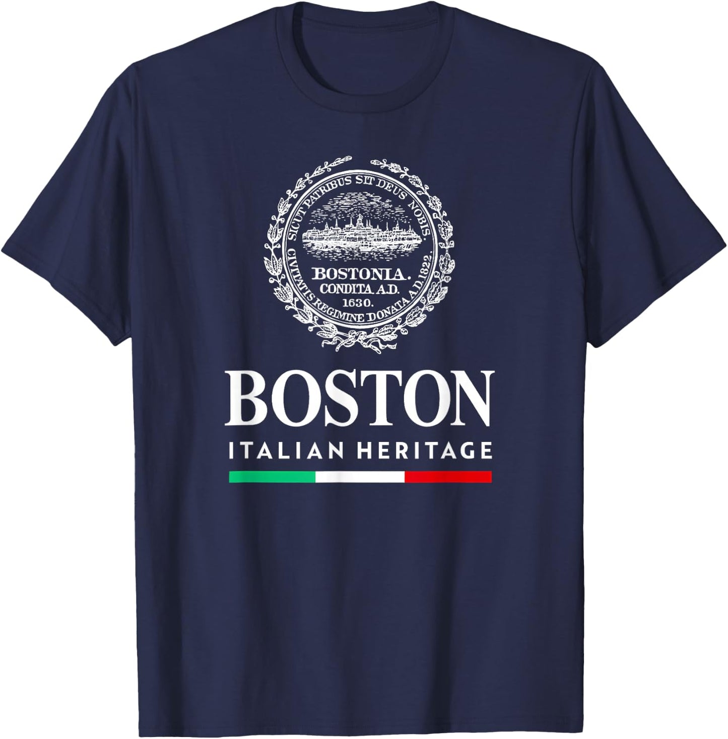 Boston Italian American Heritage Italy Flag Design T-Shirt - T-Shirt | Navy