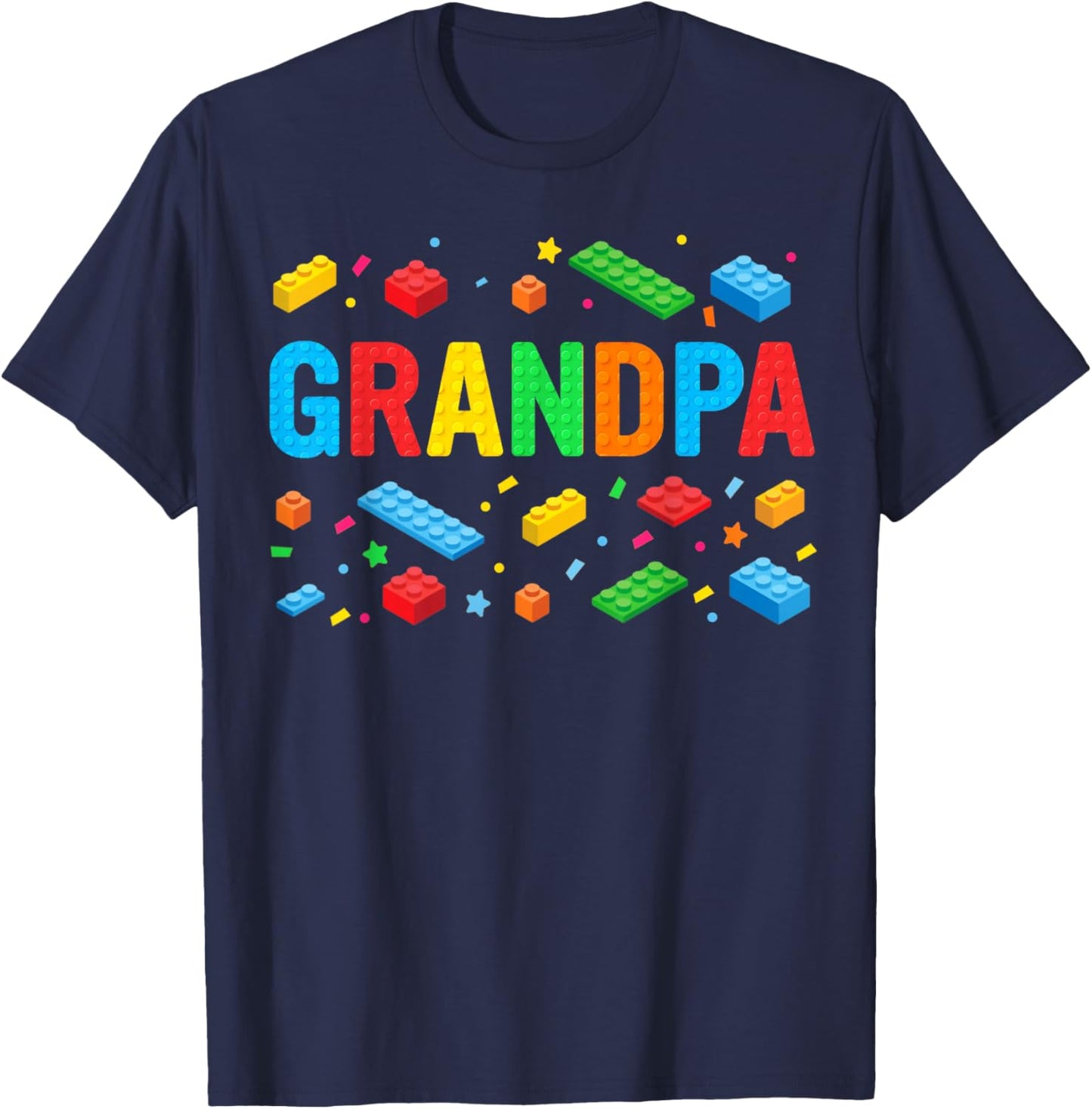Grandpa Master Builder Building Bricks Blocks Family Funny T-Shirt - T-Shirt | Navy