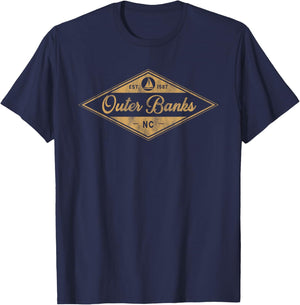 Vintage Outer Banks Est 1587 OBX North Carolina NC Boating T-Shirt - T-Shirt | Navy