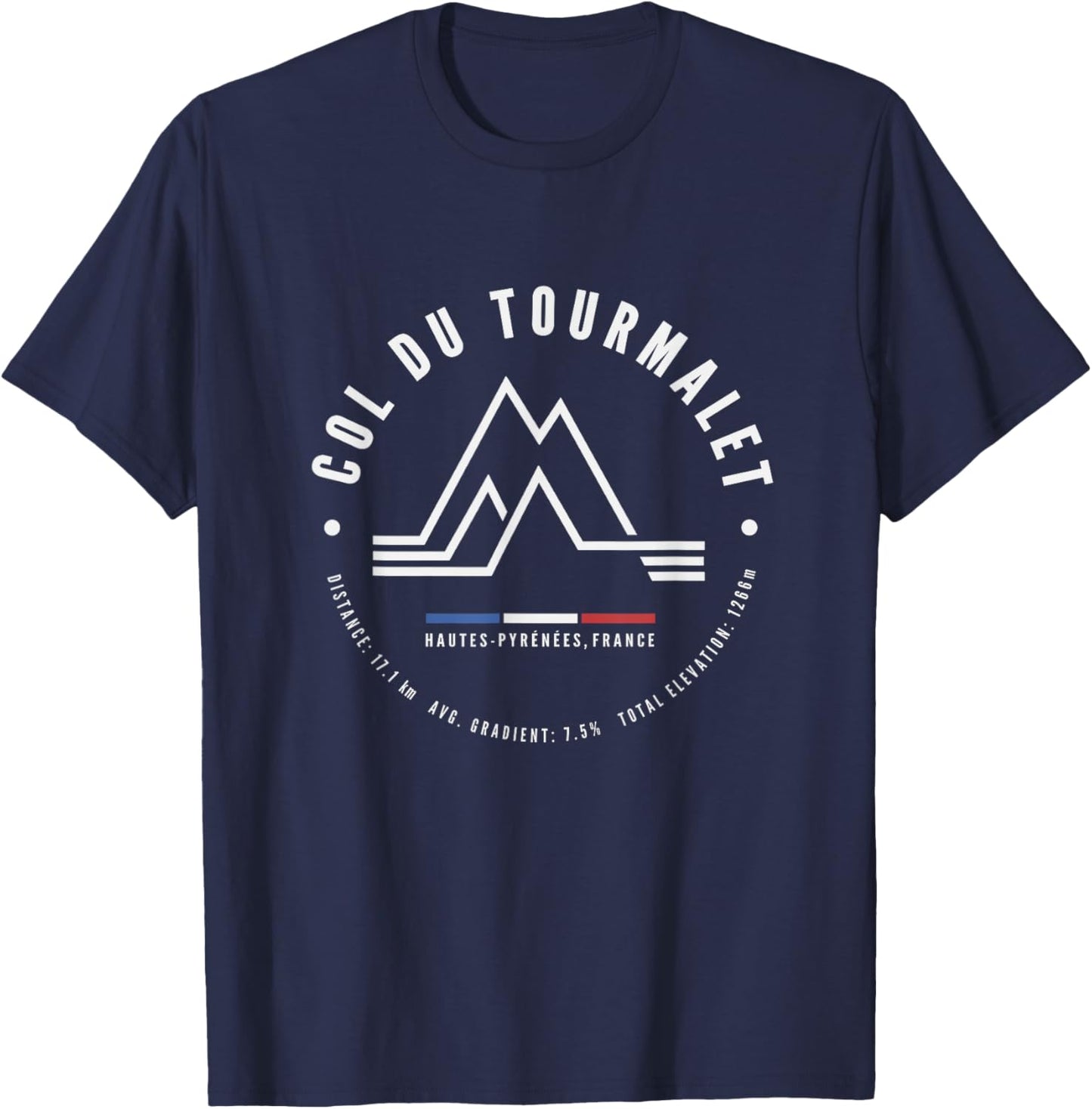 Col Du Tourmalet France French Pyrenees Road Bike Cycling T-Shirt - T-Shirt | Navy