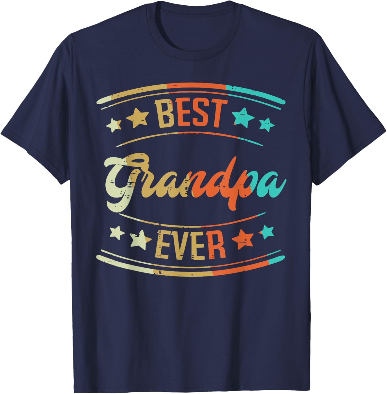 Best Grandpa Ever Retro Fathers Grandparents Day Papaw Men T-Shirt - T-Shirt | Navy