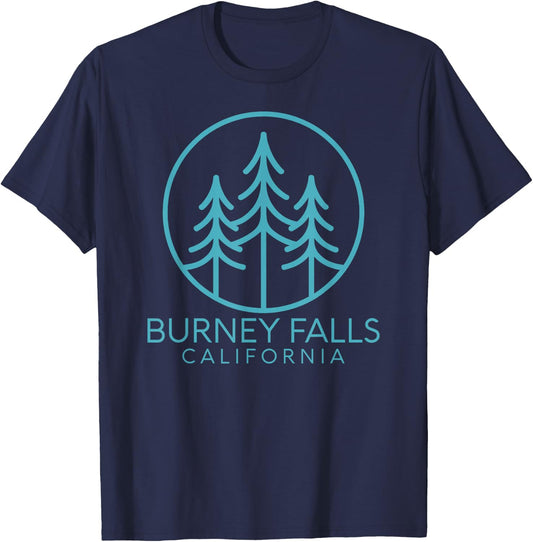 Burney Falls California USA Flag Vintage Cali Tree Shasta Ca T-Shirt - T-Shirt | Navy