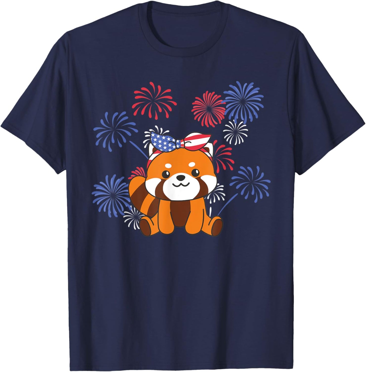 4th Of July American Red Panda For Kids Cute Usa Red Panda T-Shirt - T-Shirt | Navy