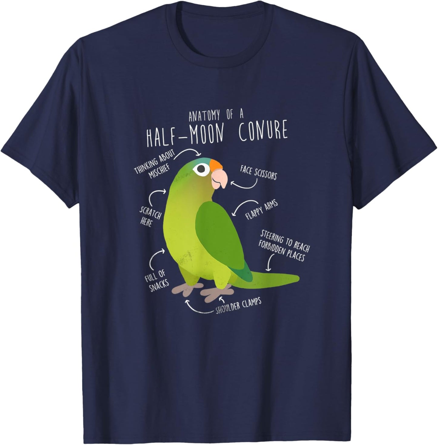 Half-Moon Conure For Parrot Parents and Bird Enthusiasts T-Shirt - T-Shirt | Navy