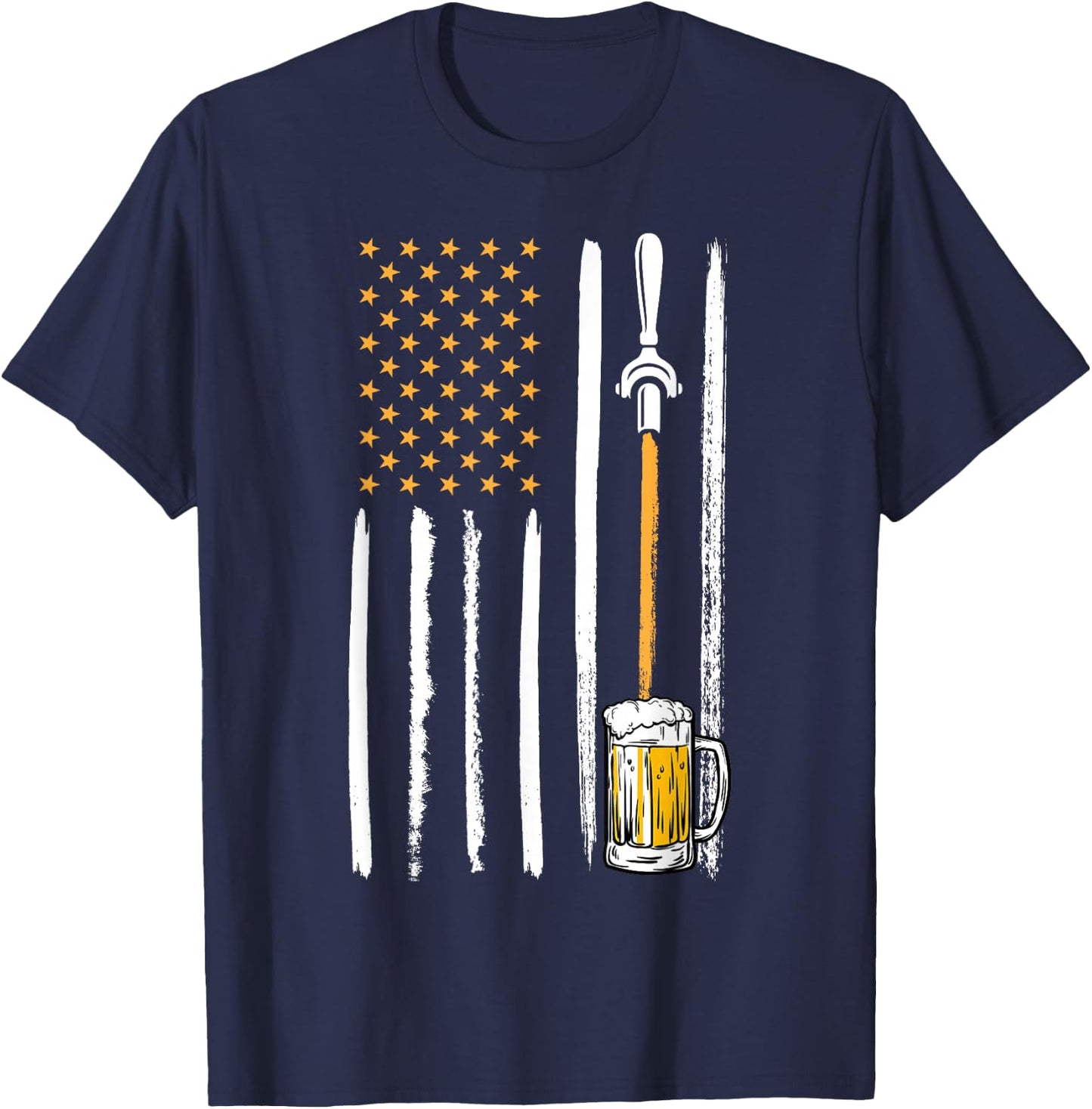Craft Beer American Flag USA 4th July Brewery Alcohol Lovers T-Shirt - T-Shirt | Navy