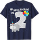 Hip Hippo Hooray I'm 2 Zoo Theme 2nd Birthday Party Kids T-Shirt - T-Shirt | Navy