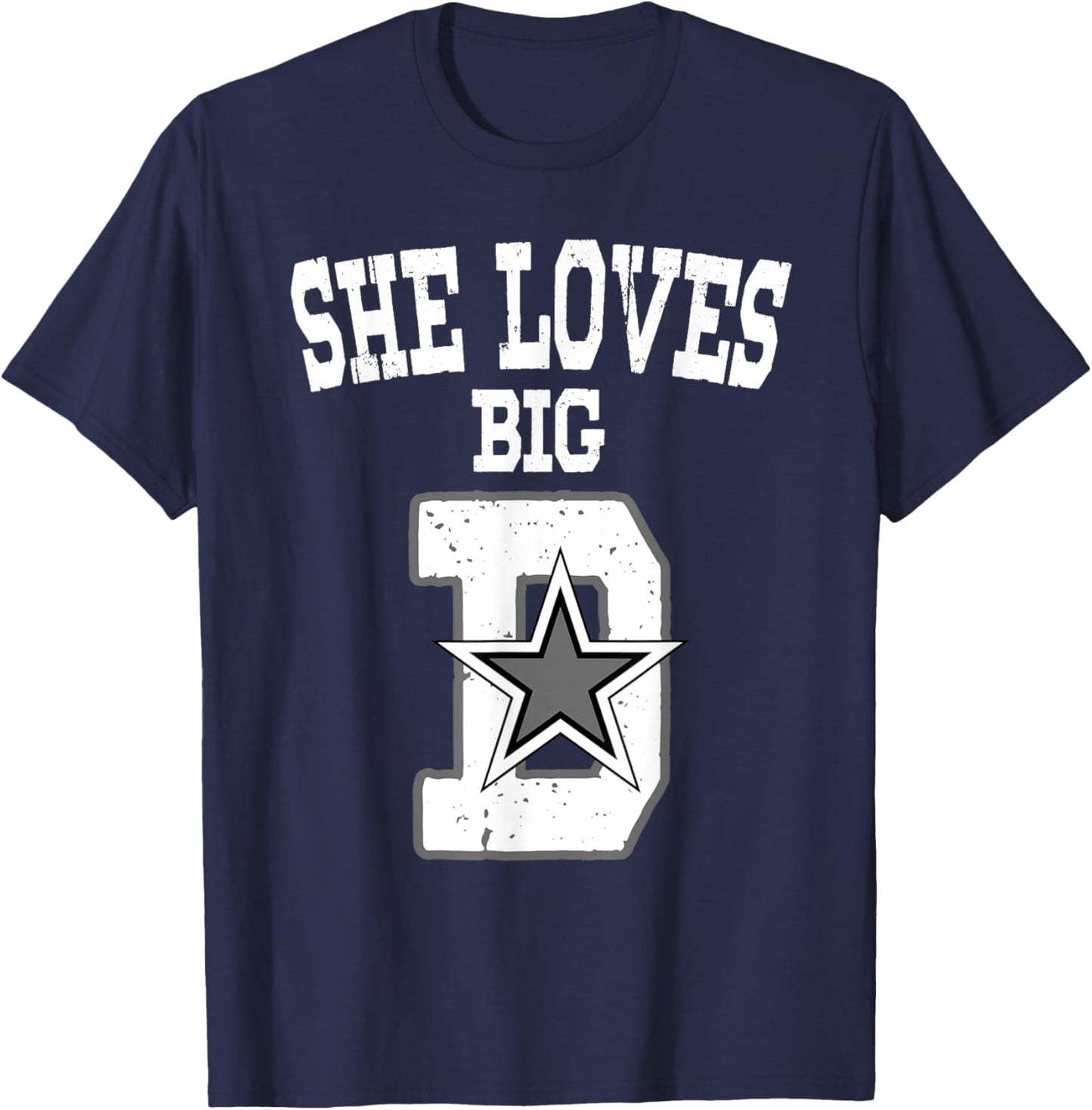 She Loves Big D - Distressed Dallas Denver Detroit Denmark T-Shirt - T-Shirt | Navy