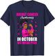 Black Woman In October We Wear Pink Breast Cancer Awareness T-Shirt - T-Shirt | Navy
