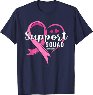 Support Squad Cute Heart Breast Cancer Awareness T-Shirt - T-Shirt | Navy
