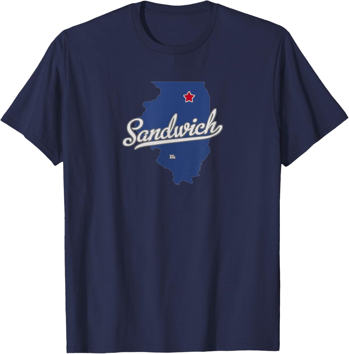 Sandwich Illinois IL Map T-Shirt - T-Shirt | Navy