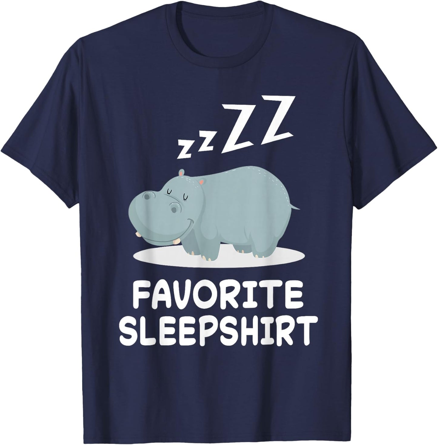 Hippo Hippos Nap Sleeping Sleep Pajama Pajamas Nightgown T-Shirt - T-Shirt | Navy
