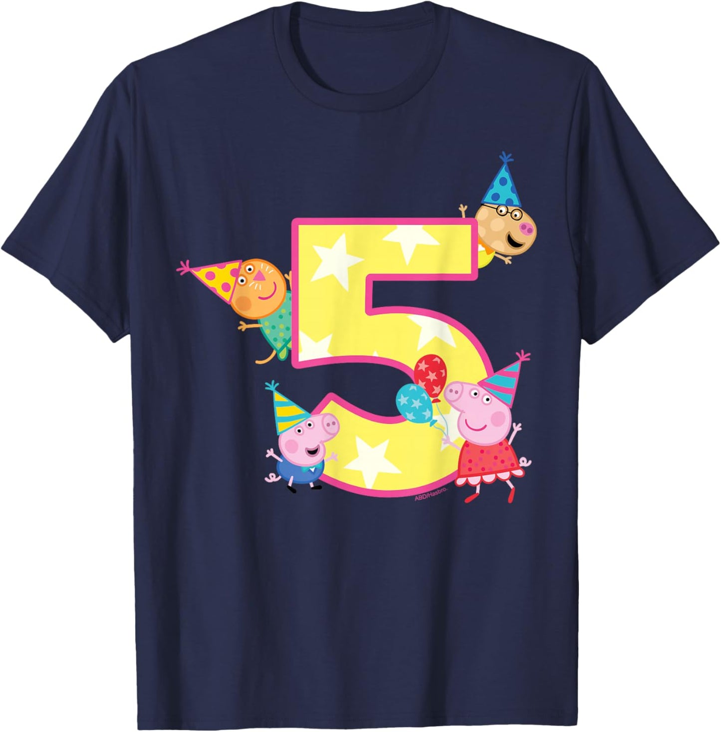 Peppa Pig Crew 5 Geburtstag T-Shirt - T-Shirt | Navy