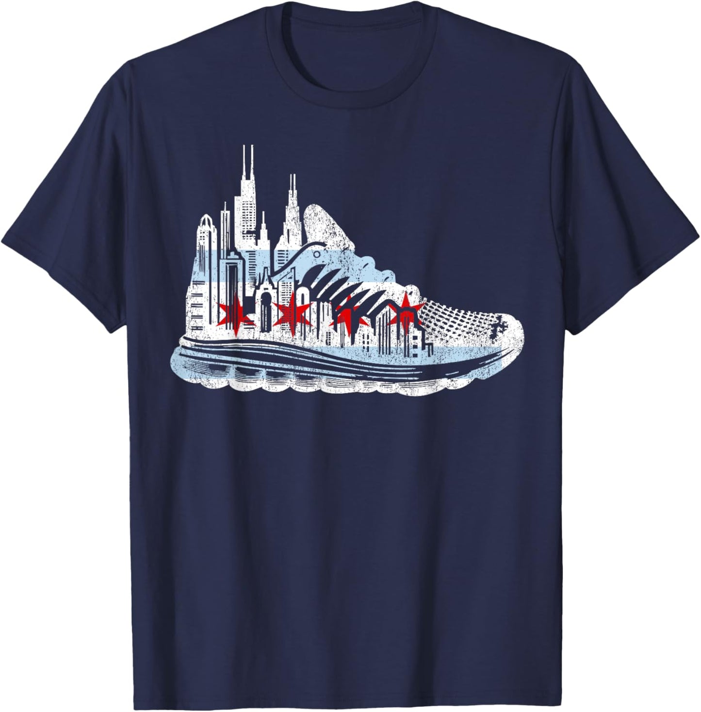 Chicago Runner Run Marathons Running Jogger Motivational T-Shirt - T-Shirt | Navy