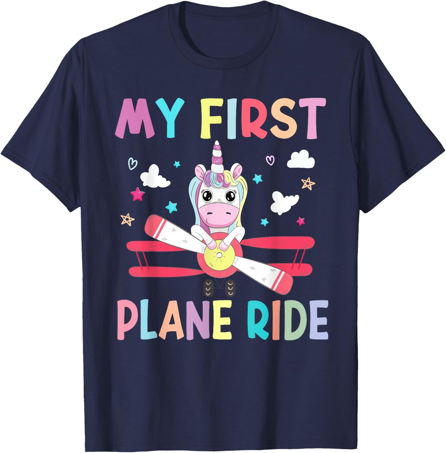 First Time Flying My First Airplane Ride Shirt Boys Girls T-Shirt - T-Shirt | Navy