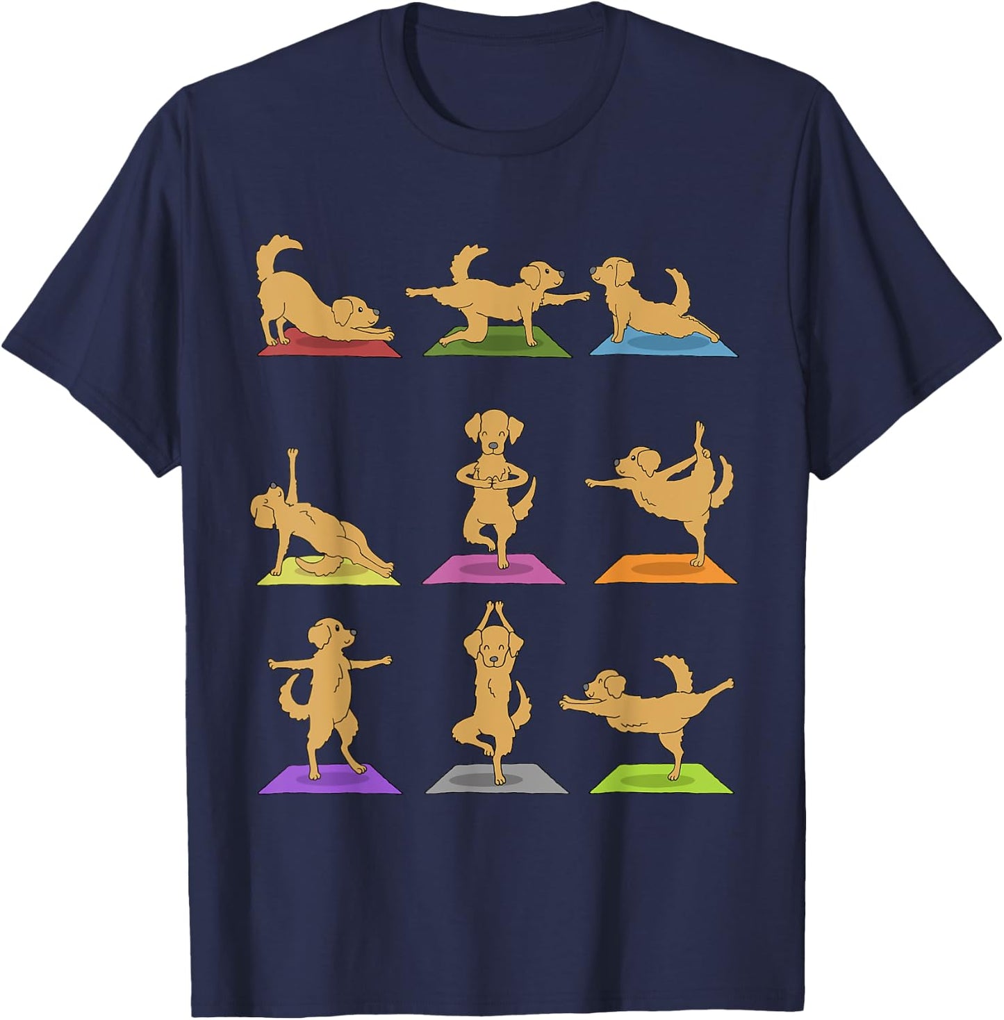 Golden Retriever Yoga Funny Dogs In Yoga Poses Shirt T-Shirt - T-Shirt | Navy