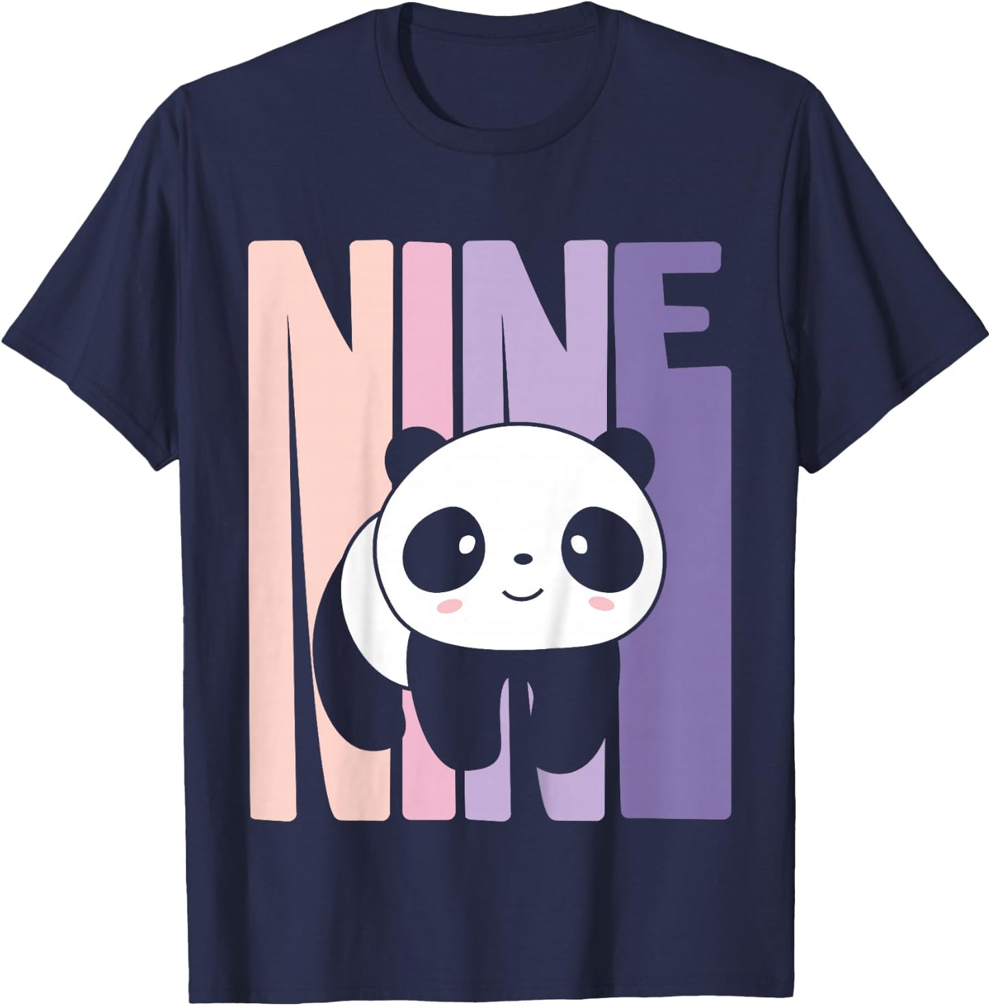 9 Year Old Cute Panda Birthday Girl 9th B-day T-Shirt - T-Shirt | Navy