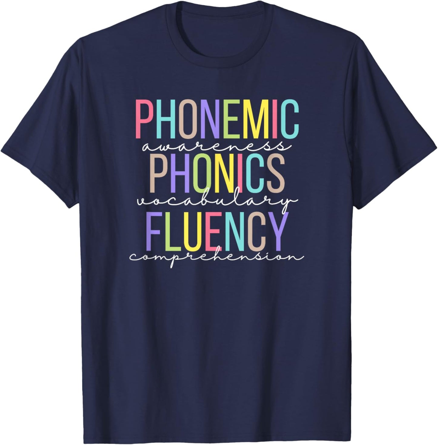 Spring Easter Reading Teacher Science of Reading T-Shirt - T-Shirt | Navy