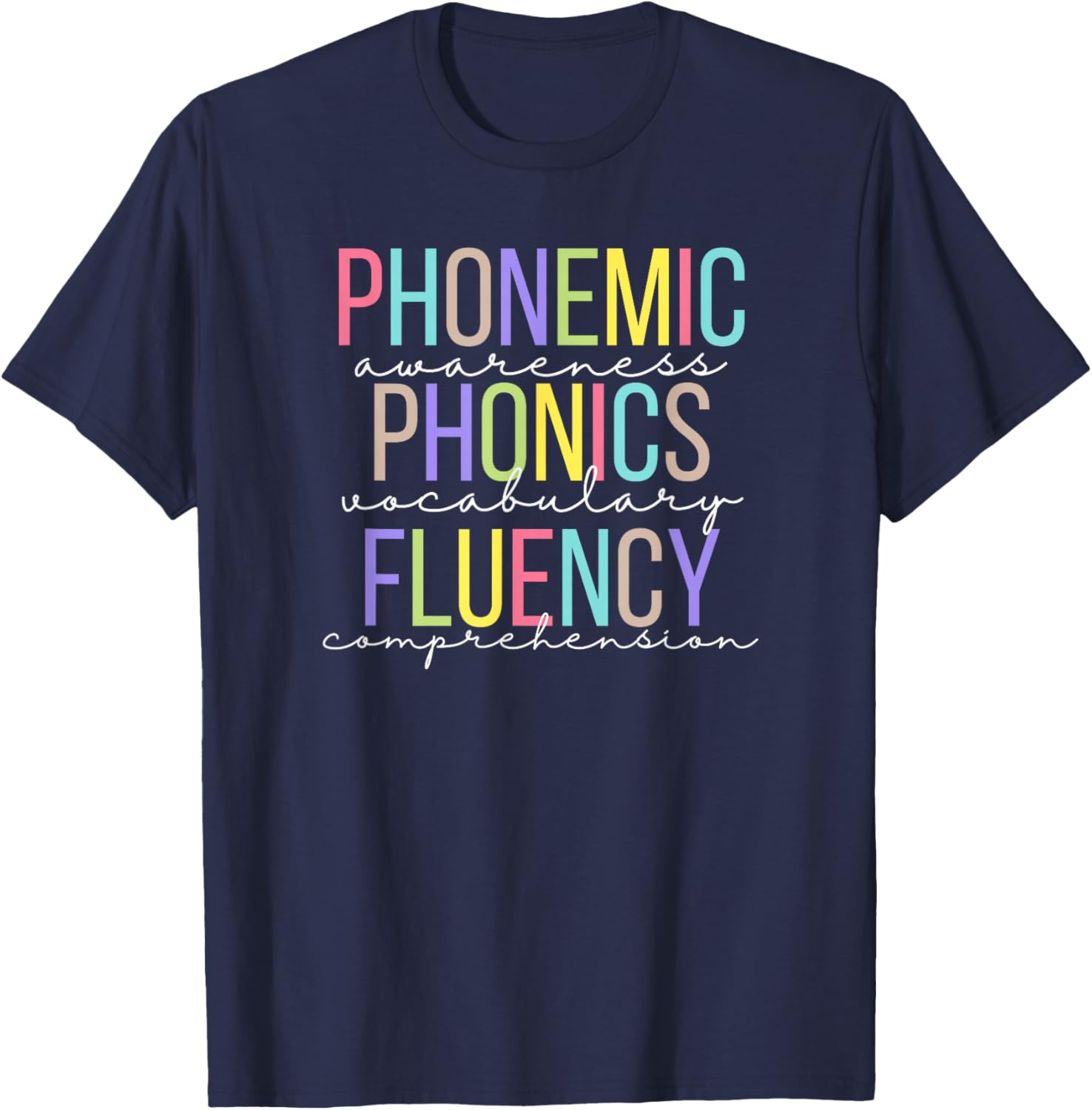 Spring Easter Reading Teacher Science of Reading T-Shirt - T-Shirt | Navy