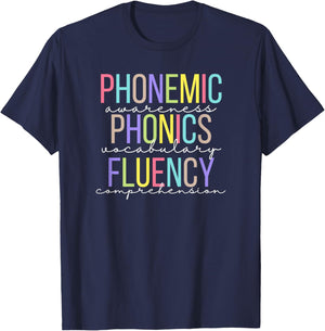 Spring Easter Reading Teacher Science of Reading T-Shirt - T-Shirt | Navy